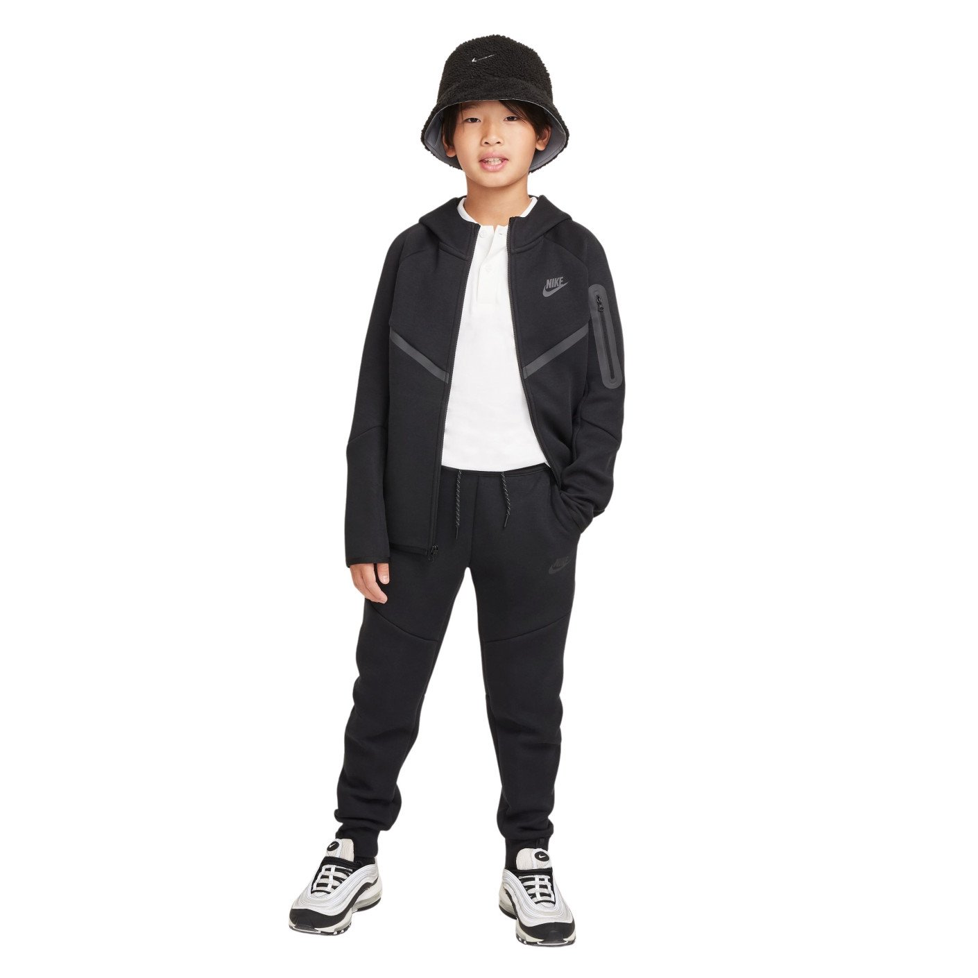 Nike Tech Fleece Sportswear Trainingspak Kids Zwart Donkergrijs