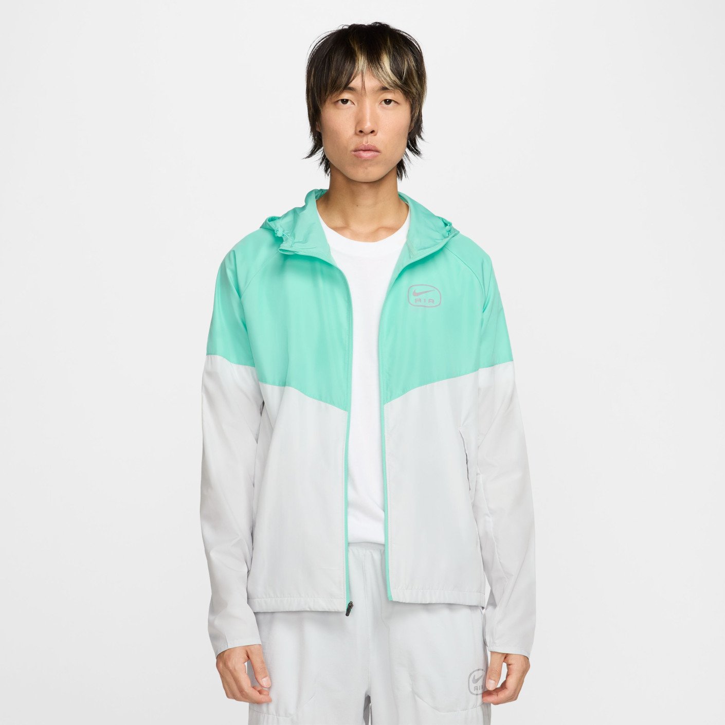 Nike Sportswear Air Trainingspak Full-Zip Woven Grijs Turquoise Zwart