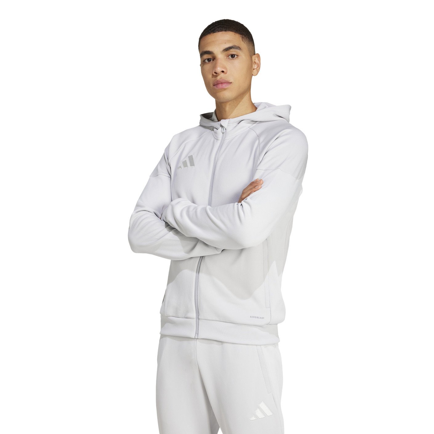 adidas Tiro 25 Casual Trainingspak Full-Zip Hooded Lichtgrijs Wit