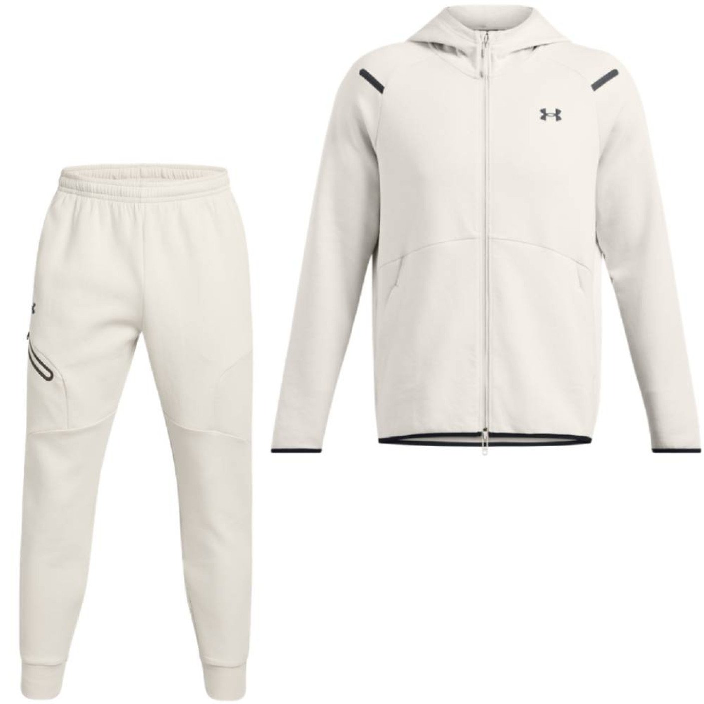 Under Armour Unstoppable Fleece Joggingpak Hooded Full-Zip Wit Zwart