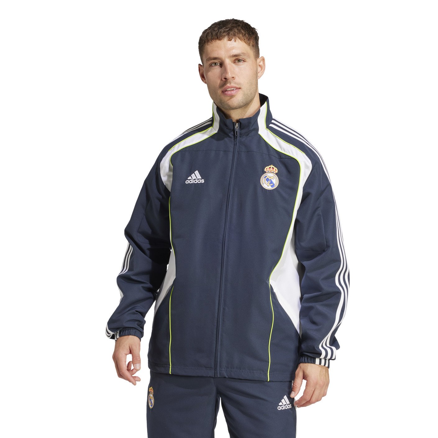adidas Real Madrid Urban Purist Trainingspak Full-Zip 2024-2025 Donkerblauw Wit Lichtgroen