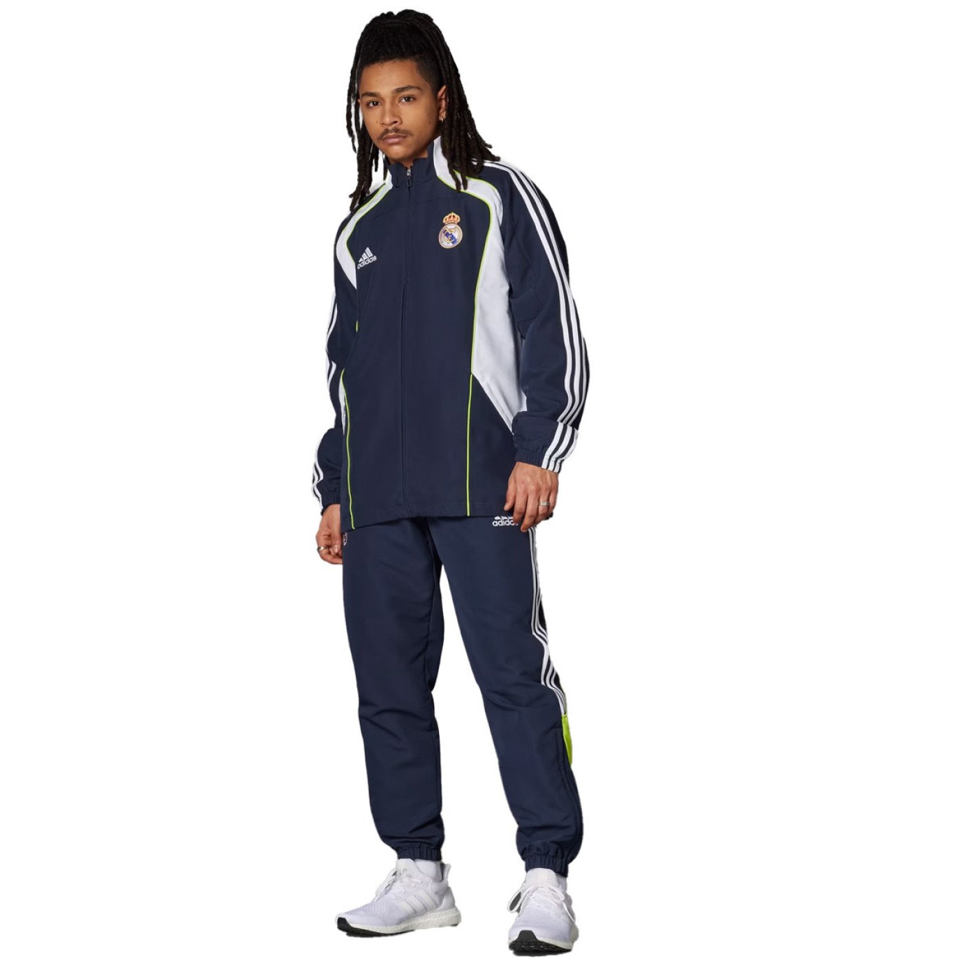 adidas Real Madrid Urban Purist Trainingspak Full-Zip 2024-2025 Donkerblauw Wit Lichtgroen