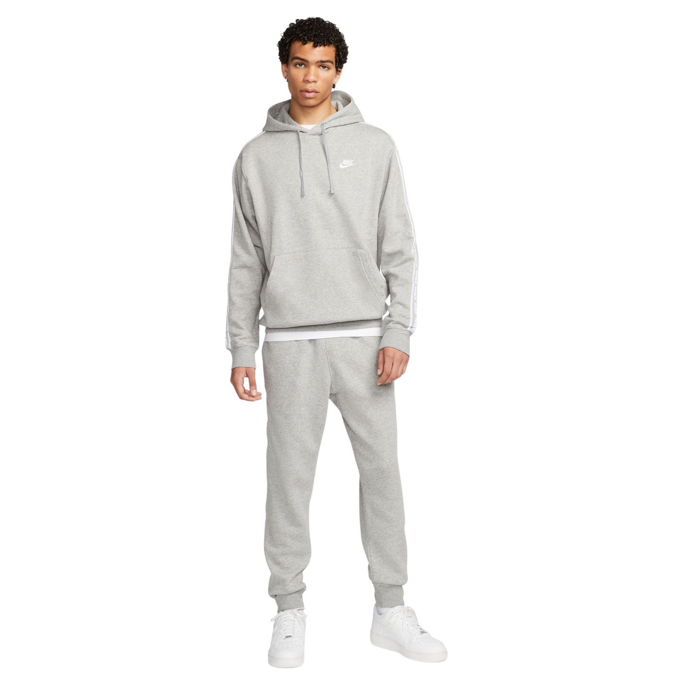 Nike Club Fleece Trainingspak Hooded Lichtgrijs Wit