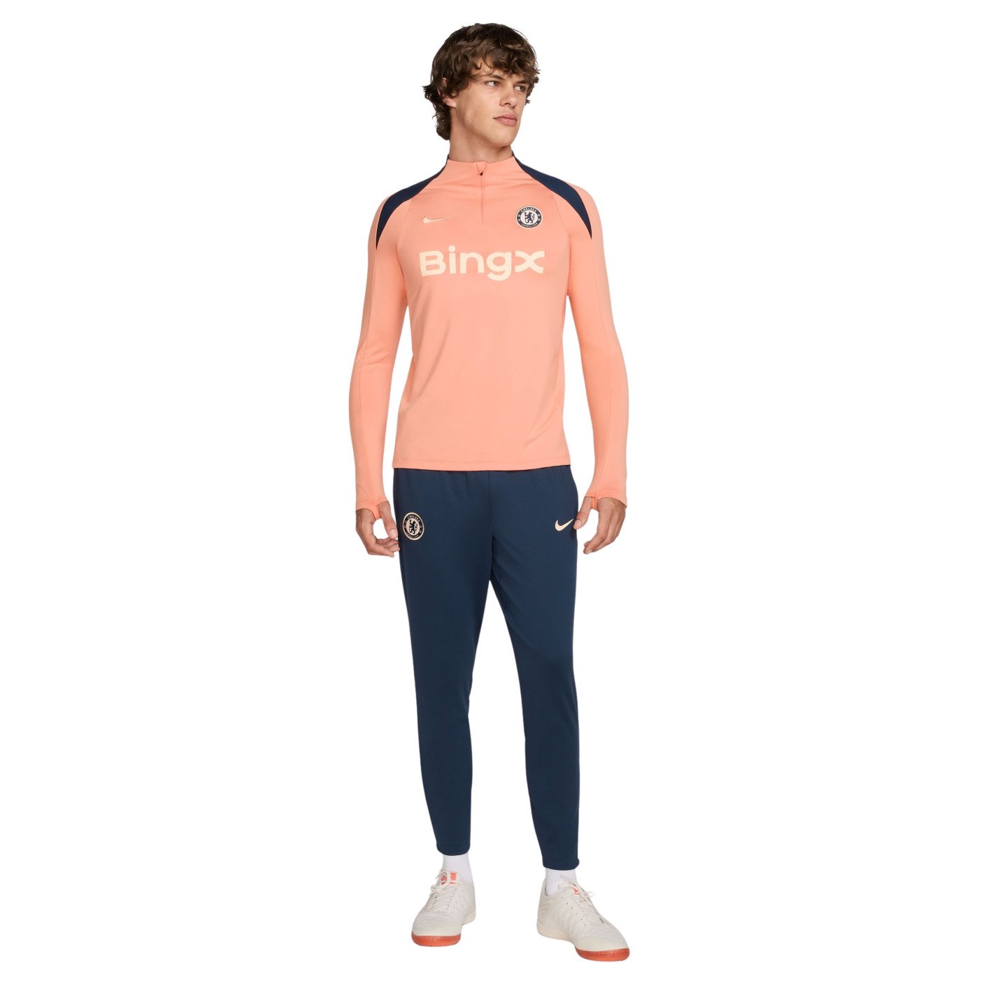 Nike Chelsea Strike Trainingspak 1/4-Zip 2024-2025 Lichtroze Donkerblauw Goud