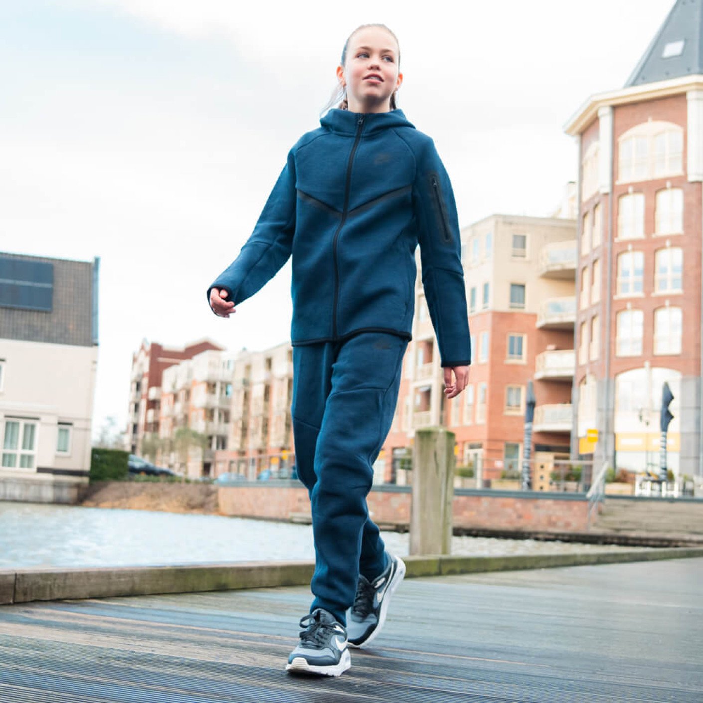 Nike Tech Fleece Sportswear Trainingspak Kids Donkerblauw Zwart