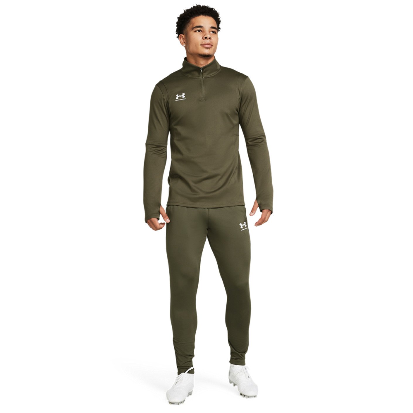 Under Armour Challenger Trainingspak 1/4-Zip Olijfgroen Wit
