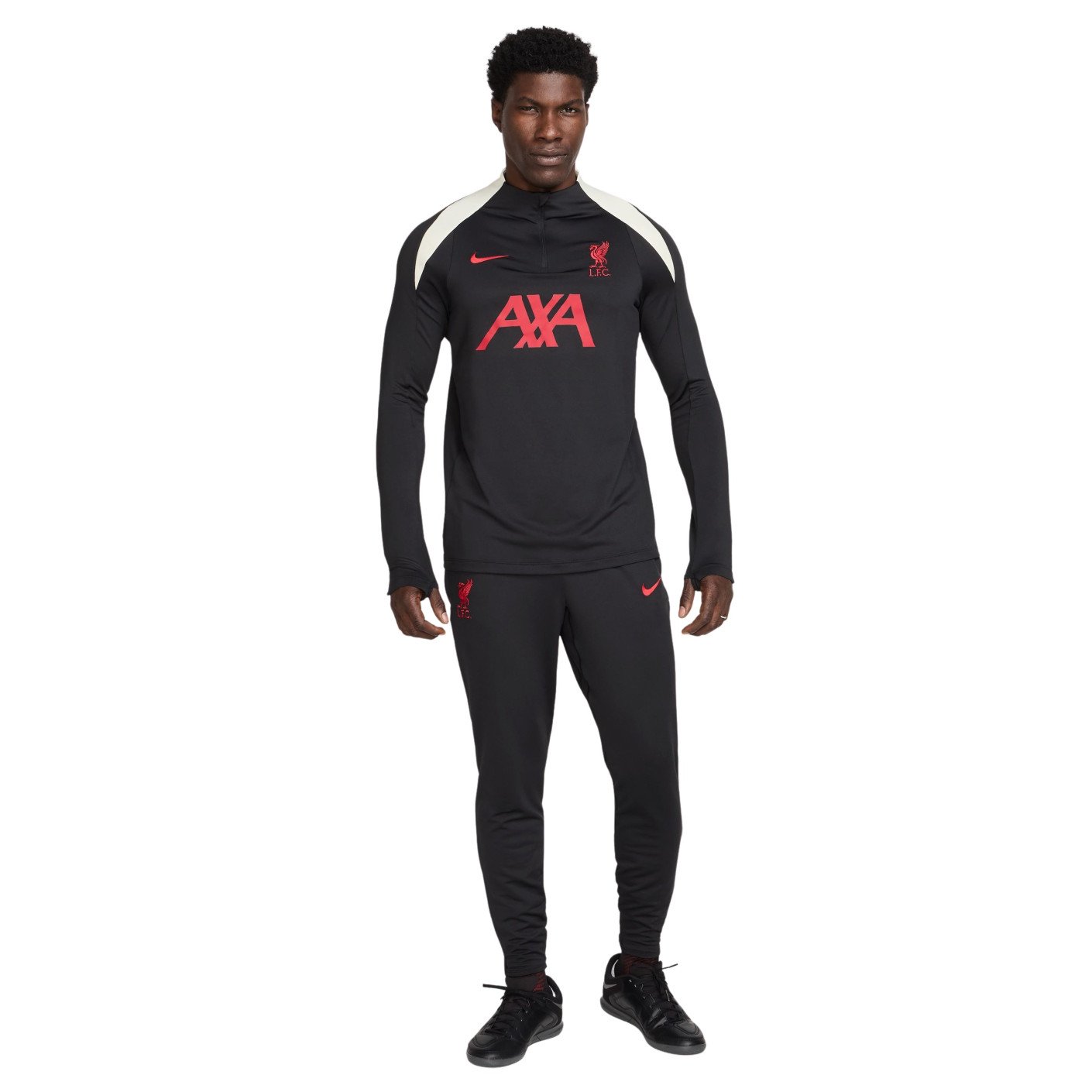 Nike Liverpool Strike Trainingspak 1/4-Zip 2024-2025 Zwart Rood Gebroken Wit