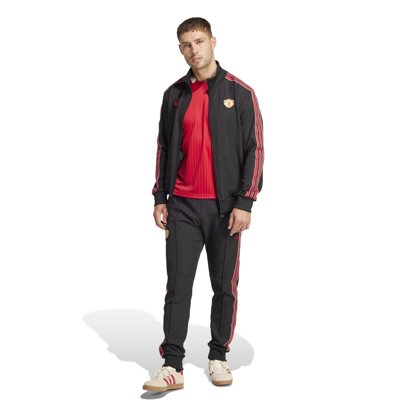 adidas Manchester United Icon Trainingspak Full-Zip 2024-2025 Zwart Rood