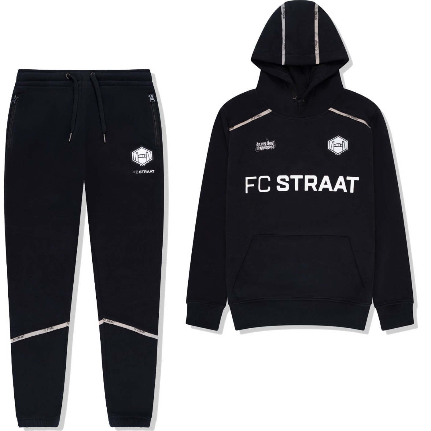 Touzani Angora Kiko Trainingspak Hooded Kids Zwart Wit