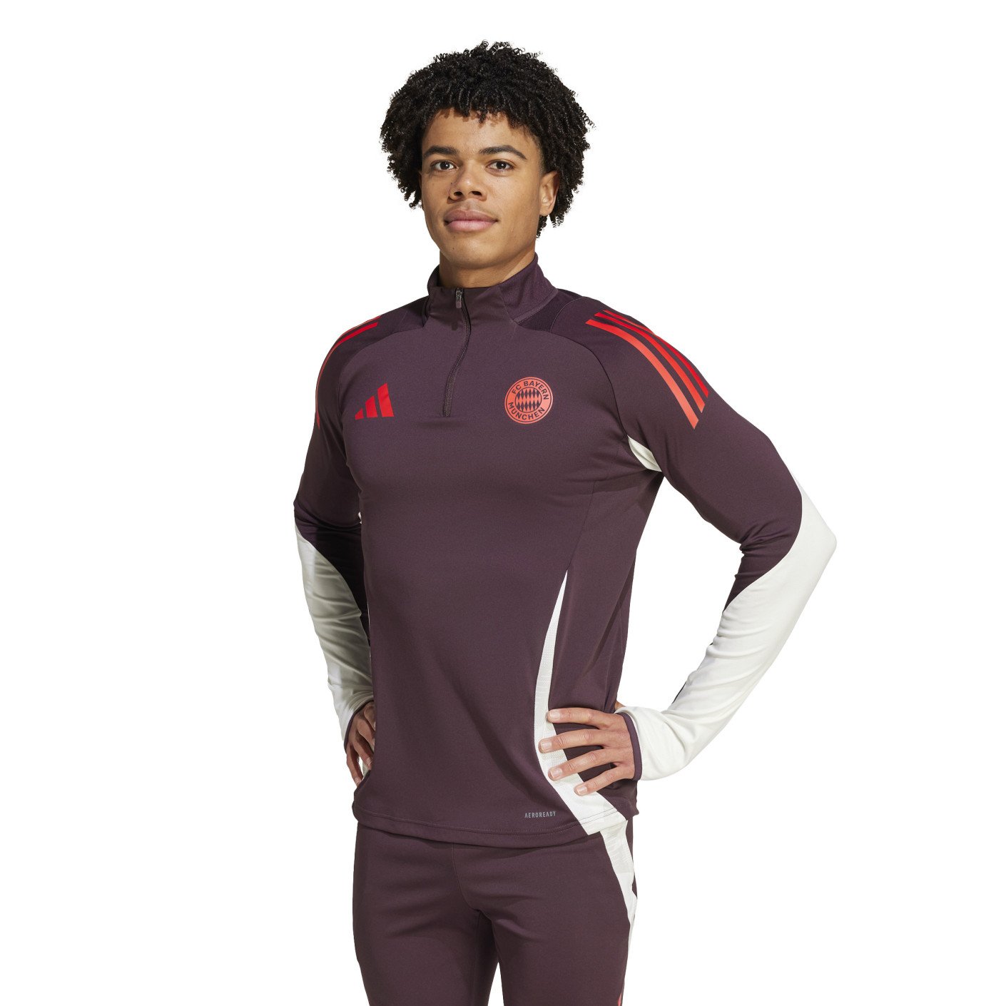 adidas Bayern München Trainingspak 1/4-Zip 2024-2025 Bordeauxrood Wit Rood