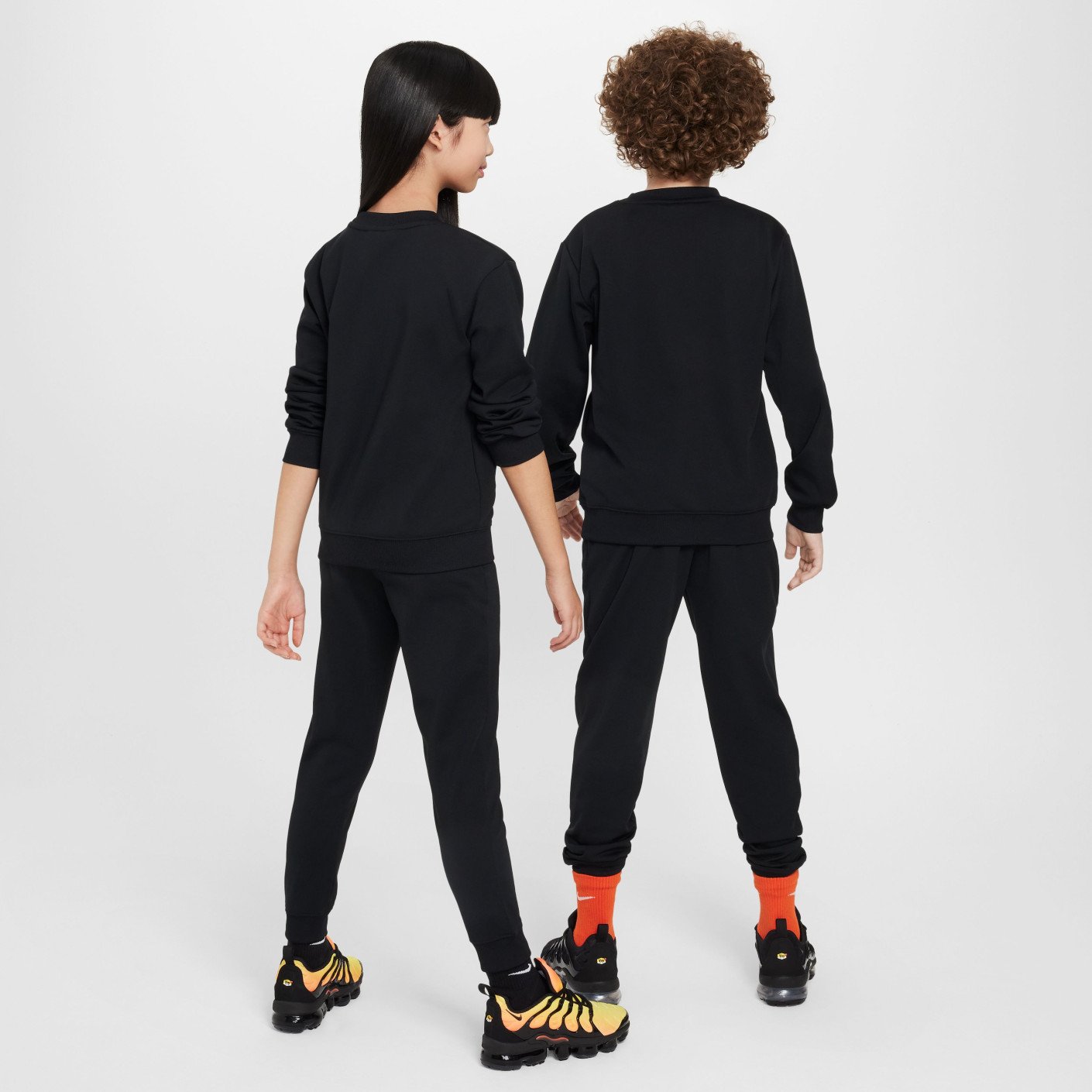 Nike Sportswear Big Logo Crew Trainingspak Kids Zwart Wit Donkergrijs