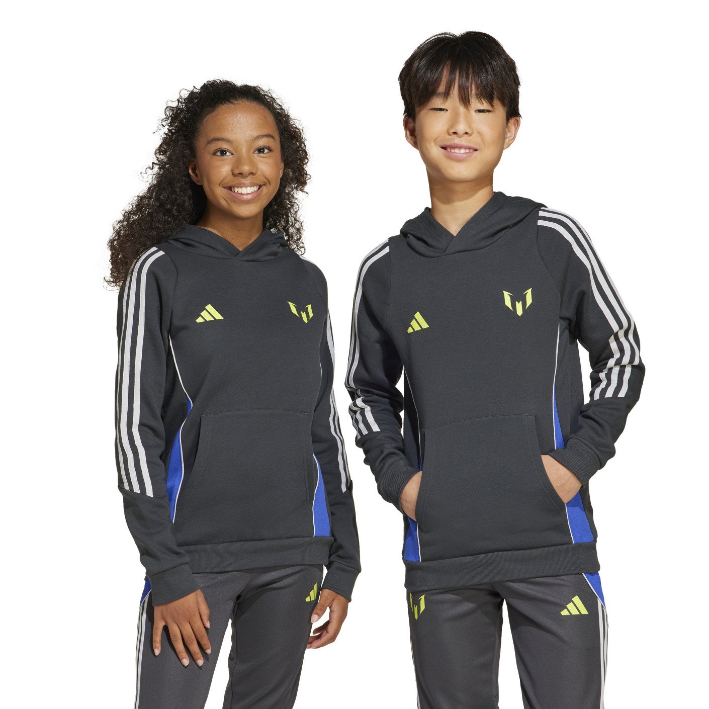adidas Messi Hoodie Trainingspak Kids Donkergrijs Neongeel Blauw