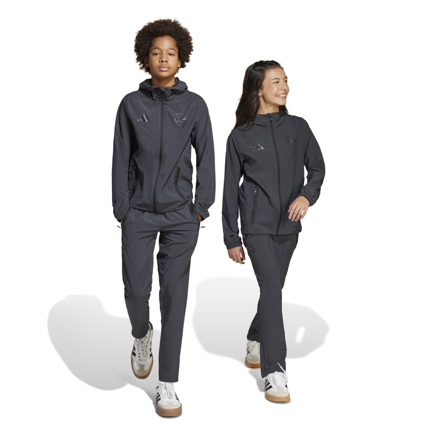 adidas Arsenal Vis Tech Trainingspak Full-Zip 2024-2025 Kids Donkergrijs