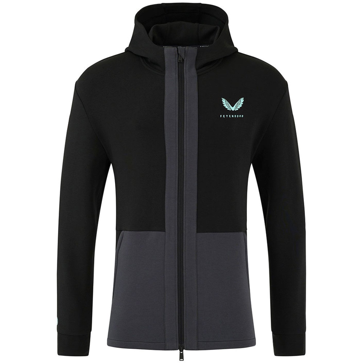 Castore Feyenoord Travel Trainingspak Full-Zip 2024-2025 Zwart Donkergrijs Lichtblauw