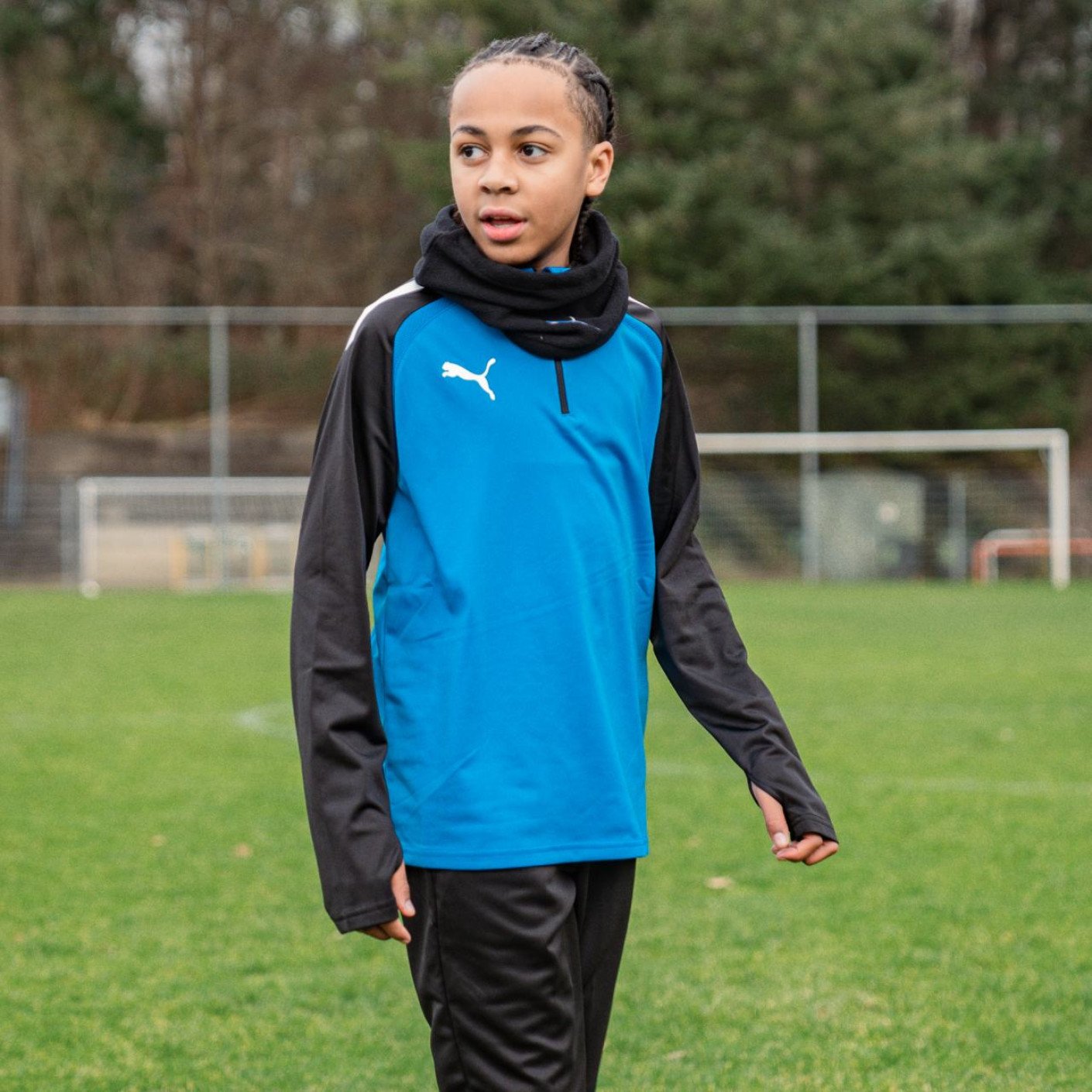 PUMA teamLIGA 1/4-Zip Trainingspak Kids Blauw Zwart