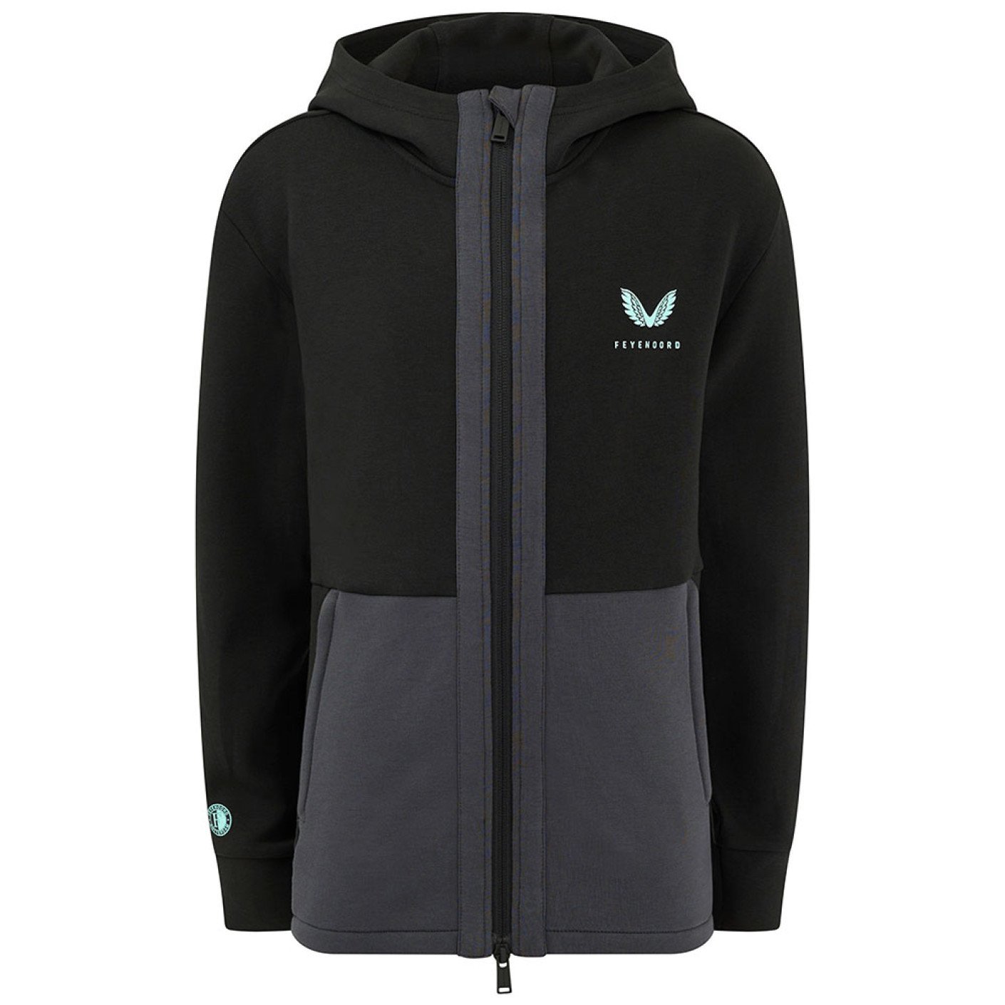 Castore Feyenoord Travel Trainingspak Full-Zip 2024-2025 Kids Zwart Donkergrijs Lichtblauw