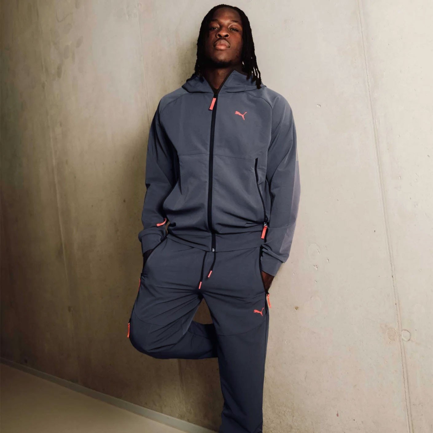 PUMA Pumatech Trainingspak Full-Zip Woven Donkergrijs Oranje