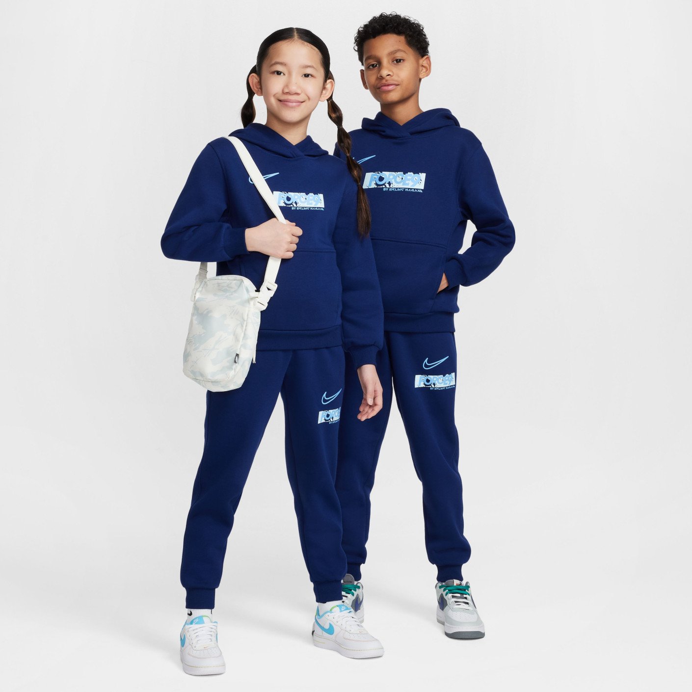 Nike Erling Haaland Club Fleece Joggingpak Kids Donkerblauw Lichtblauw
