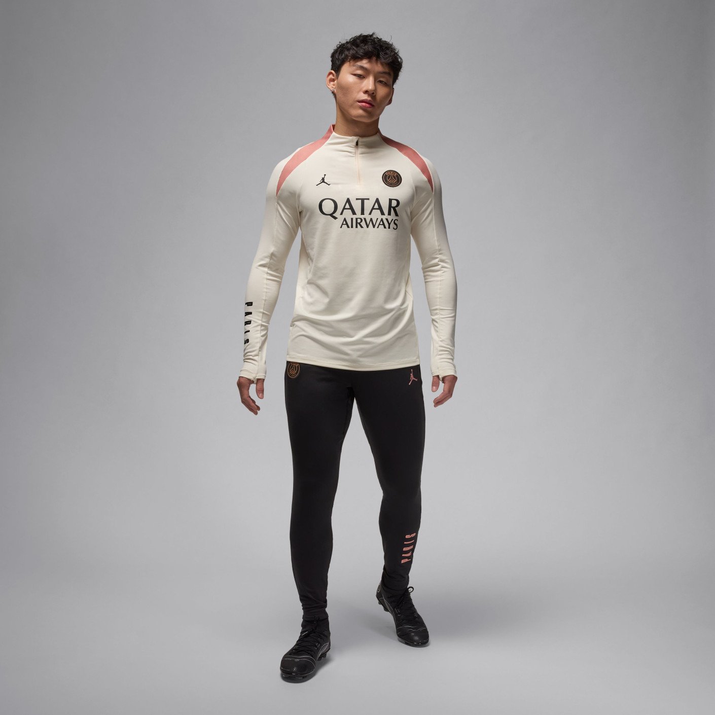 Nike Paris Saint-Germain x Jordan Strike Trainingspak 1/4-Zip 2024-2025 Gebroken Wit Zwart Roze