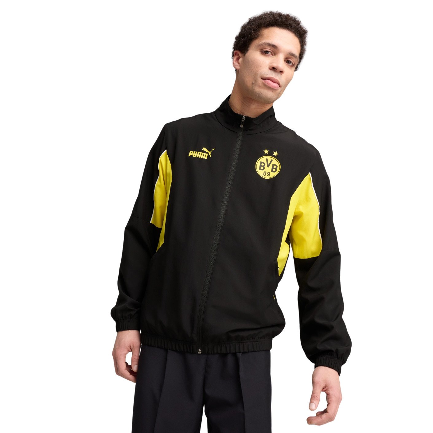 PUMA Borussia Dortmund FtblArchive Trainingspak Full-Zip 2024-2025 Zwart Geel