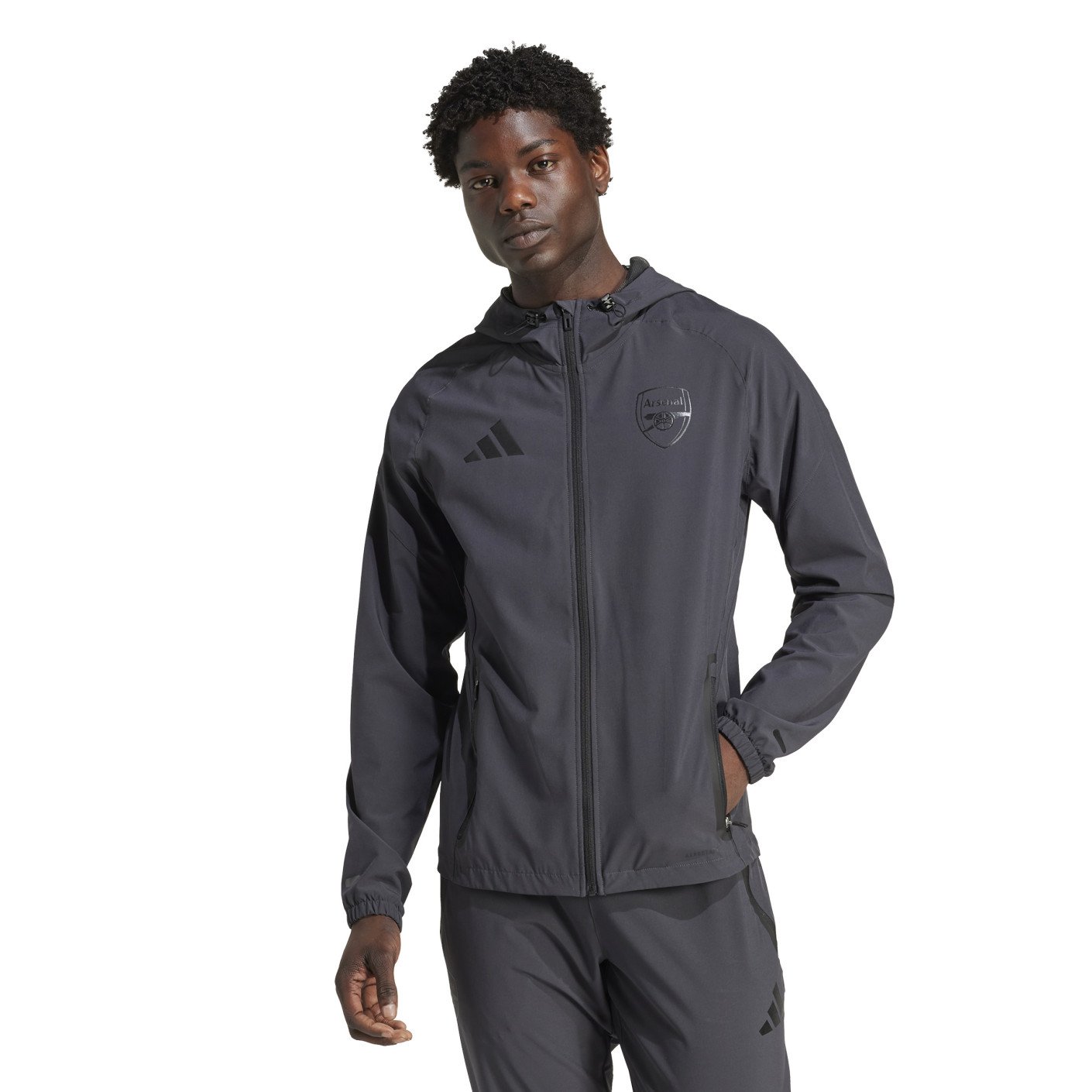 adidas Arsenal Vis Tech Trainingspak Full-Zip 2024-2025 Donkergrijs