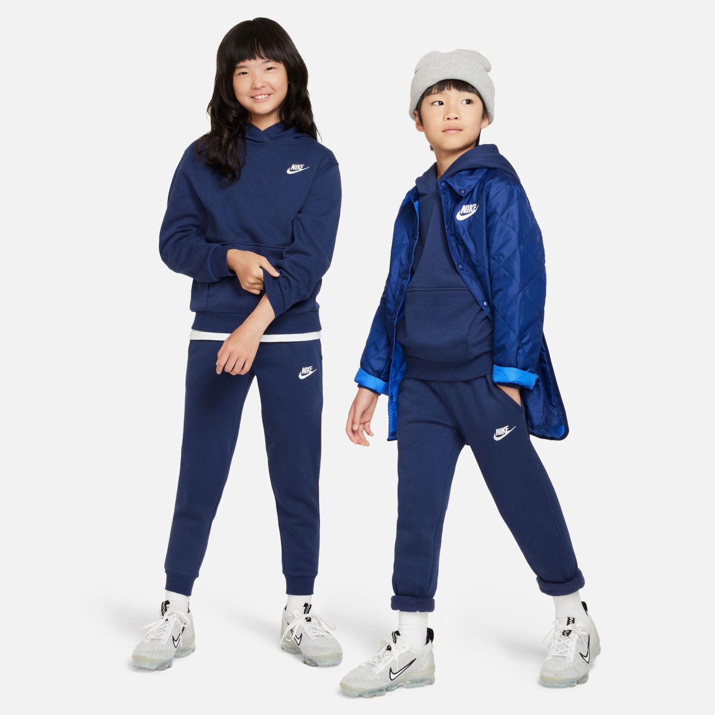 Nike Sportswear Club Fleece Hoodie Trainingspak Kids Donkerblauw Wit