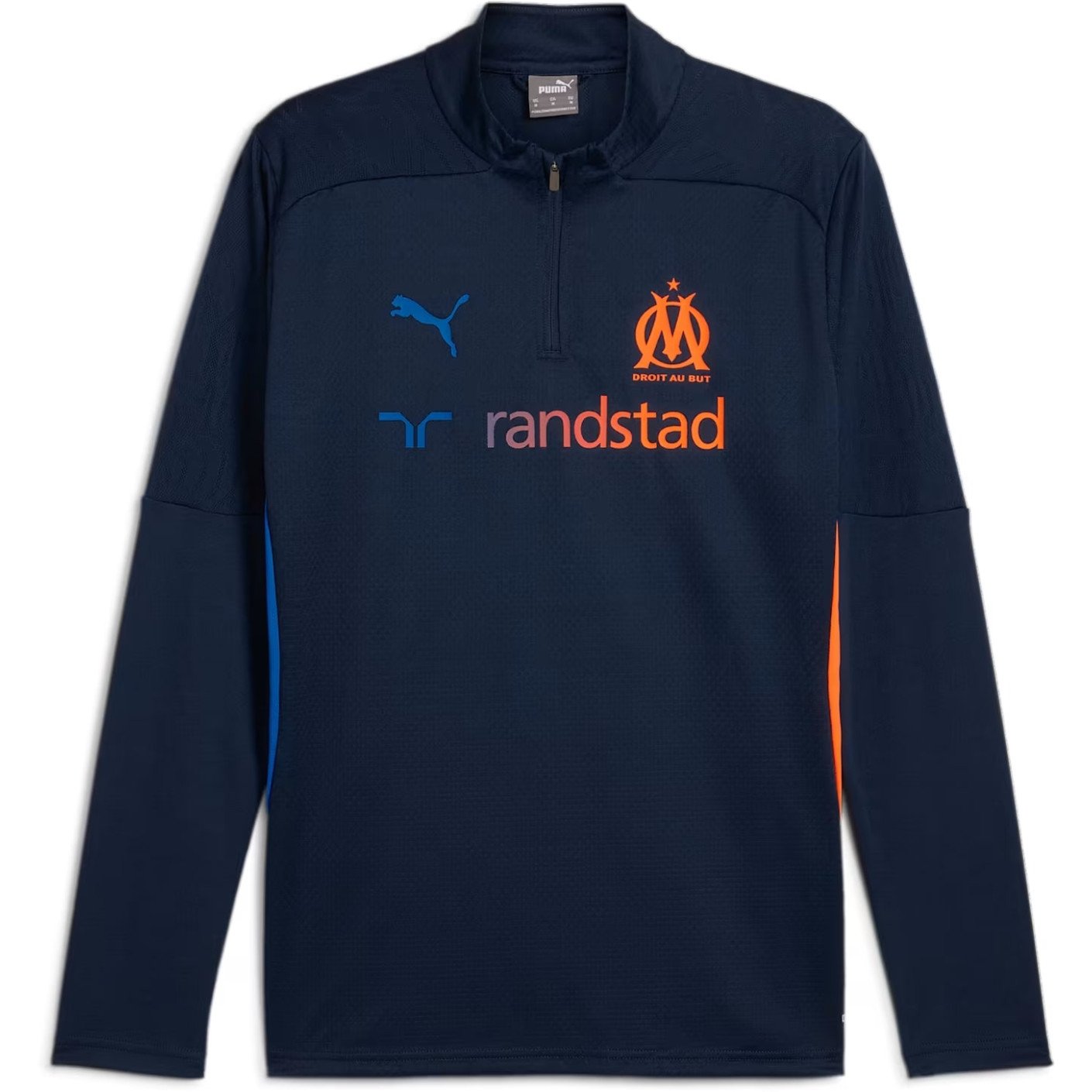 PUMA Olympique Marseille Trainingspak 1/4-Zip 2024-2025 Kids Donkerblauw Oranje