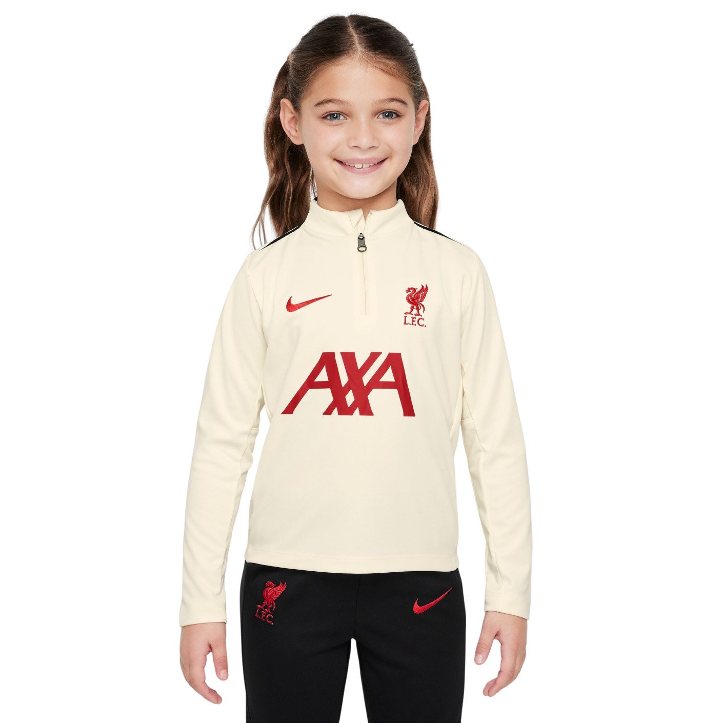 Nike Liverpool Academy Pro Trainingspak 1/4-Zip 2024-2025 Kleuters Gebroken Wit Zwart Rood