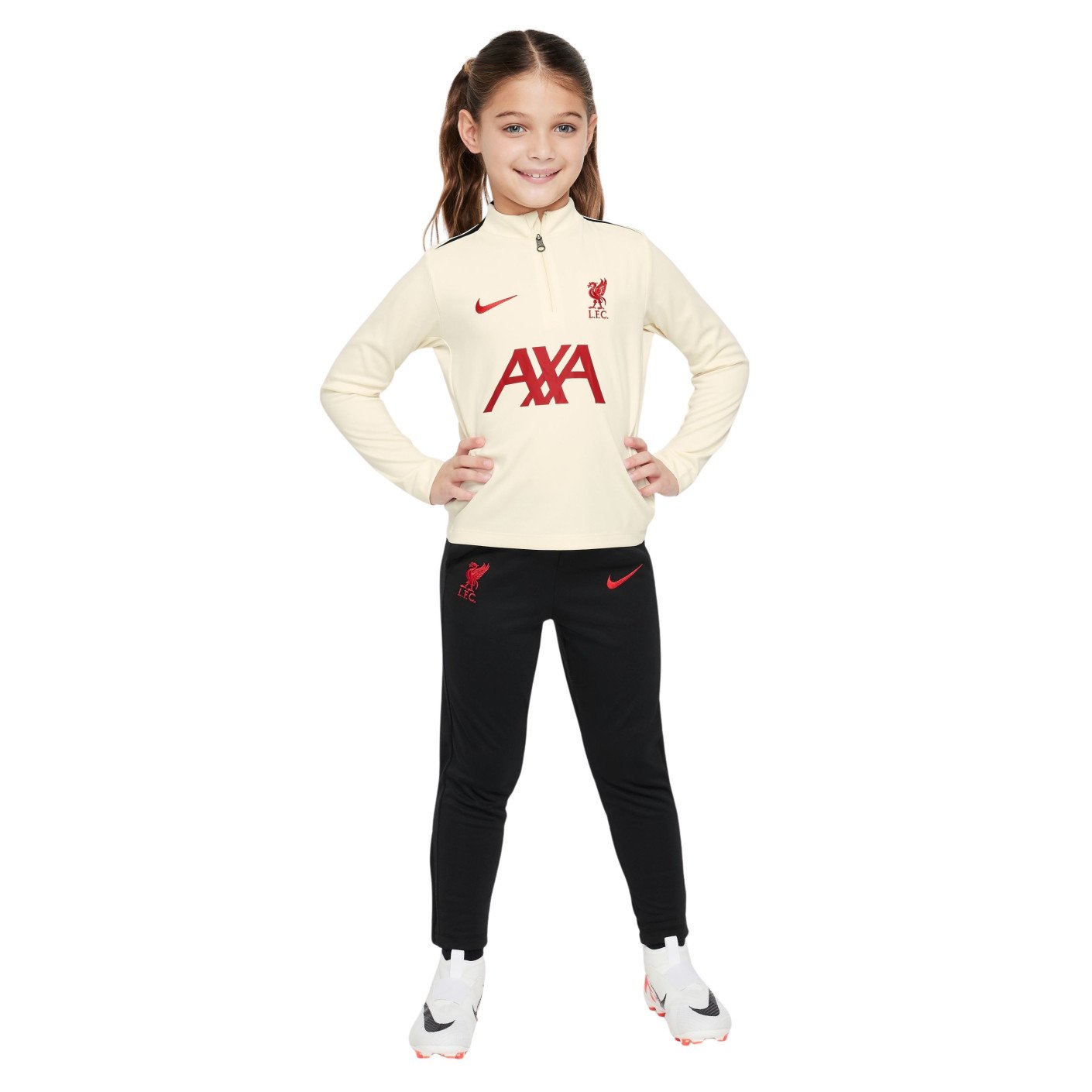 Nike Liverpool Academy Pro Trainingspak 1/4-Zip 2024-2025 Kleuters Gebroken Wit Zwart Rood