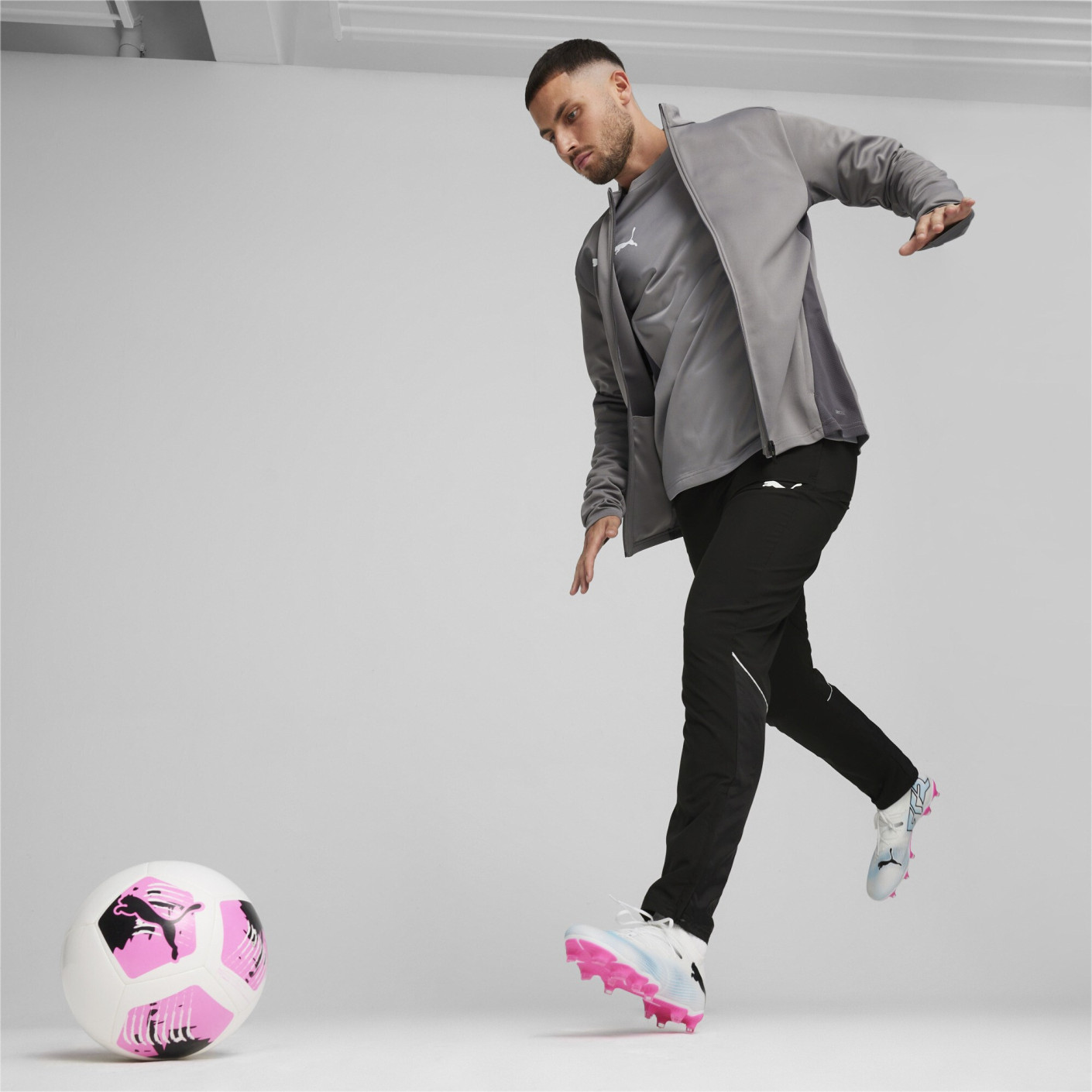 PUMA teamGOAL Trainingspak Full-Zip Grijs Zwart Wit