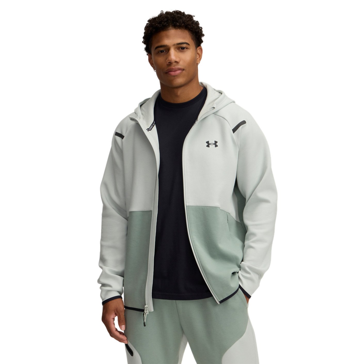 Under Armour Unstoppable Fleece Joggingpak Hooded Full-Zip Grijs Mintgroen Grijs