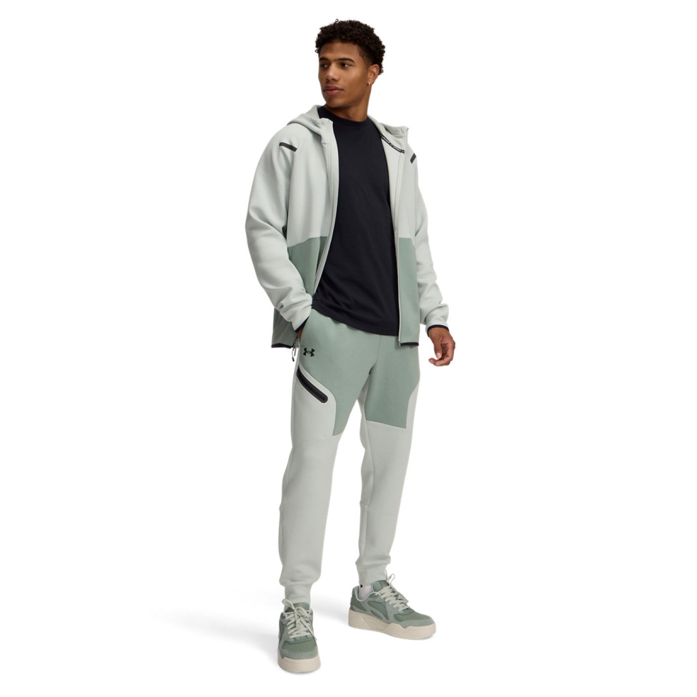 Under Armour Unstoppable Fleece Joggingpak Hooded Full-Zip Grijs Mintgroen Grijs