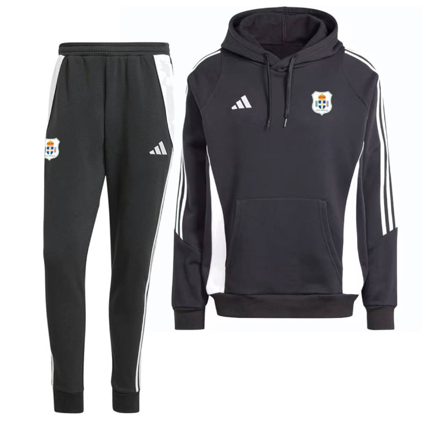 adidas PEC Zwolle Hooded Trainingspak Kids Zwart Wit