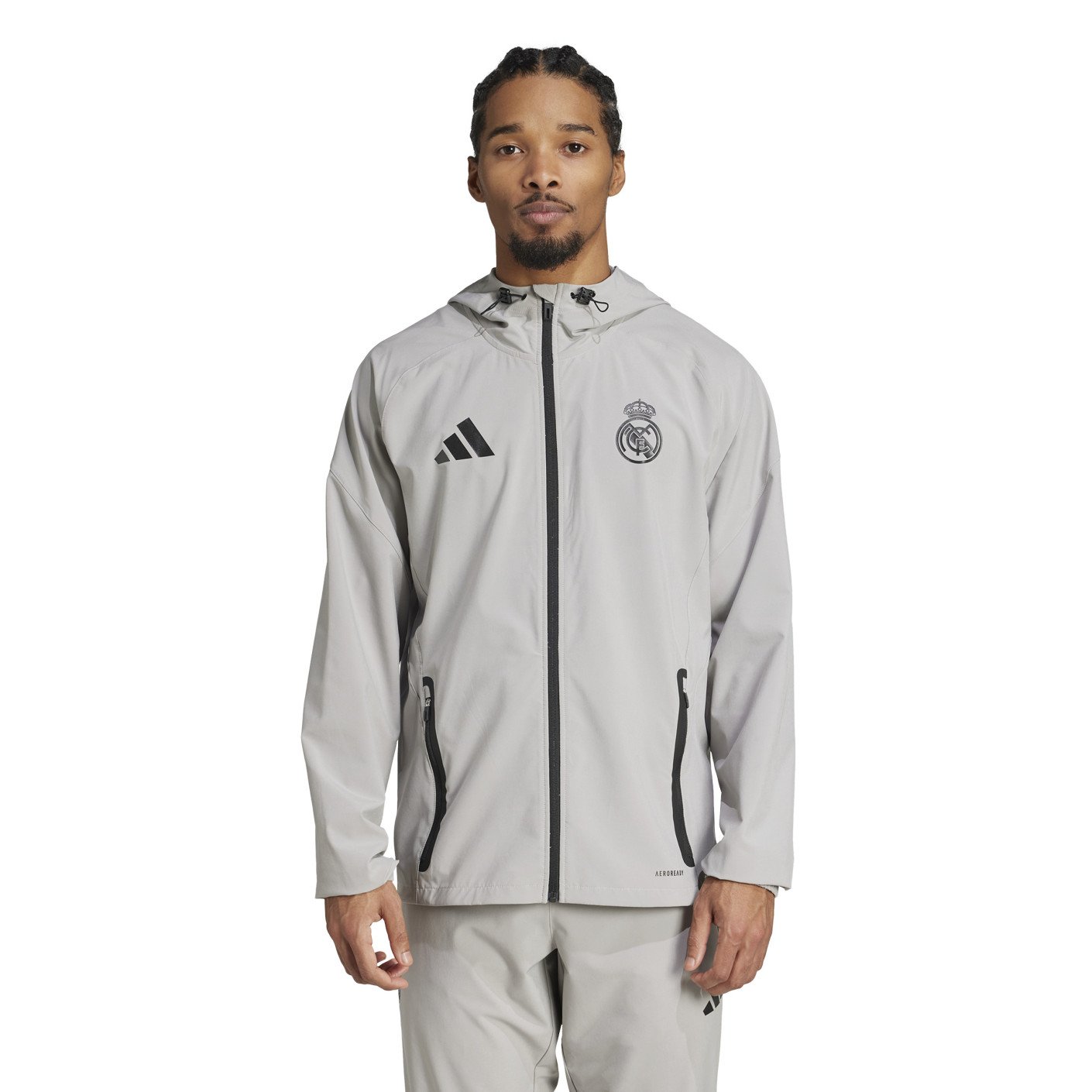 adidas Real Madrid Vis Tech Trainingspak Full-Zip 2024-2025 Grijs