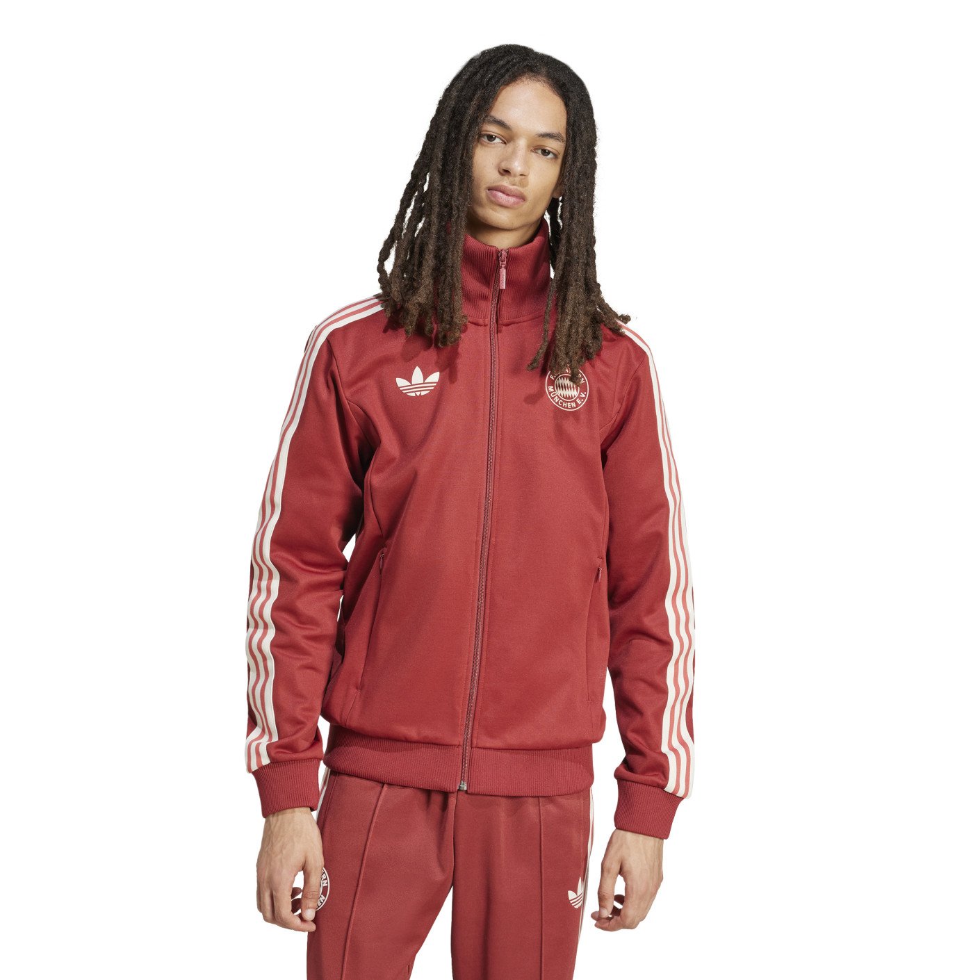 adidas Bayern München Culturewear Trainingspak Full-Zip 2024-2025 Donkerrood Wit