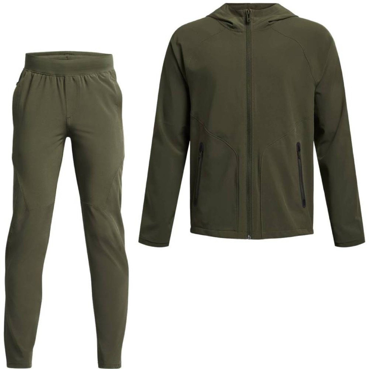 Under Armour Unstoppable Tapered Trainingspak Full-Zip Kids Olijfgroen Zwart