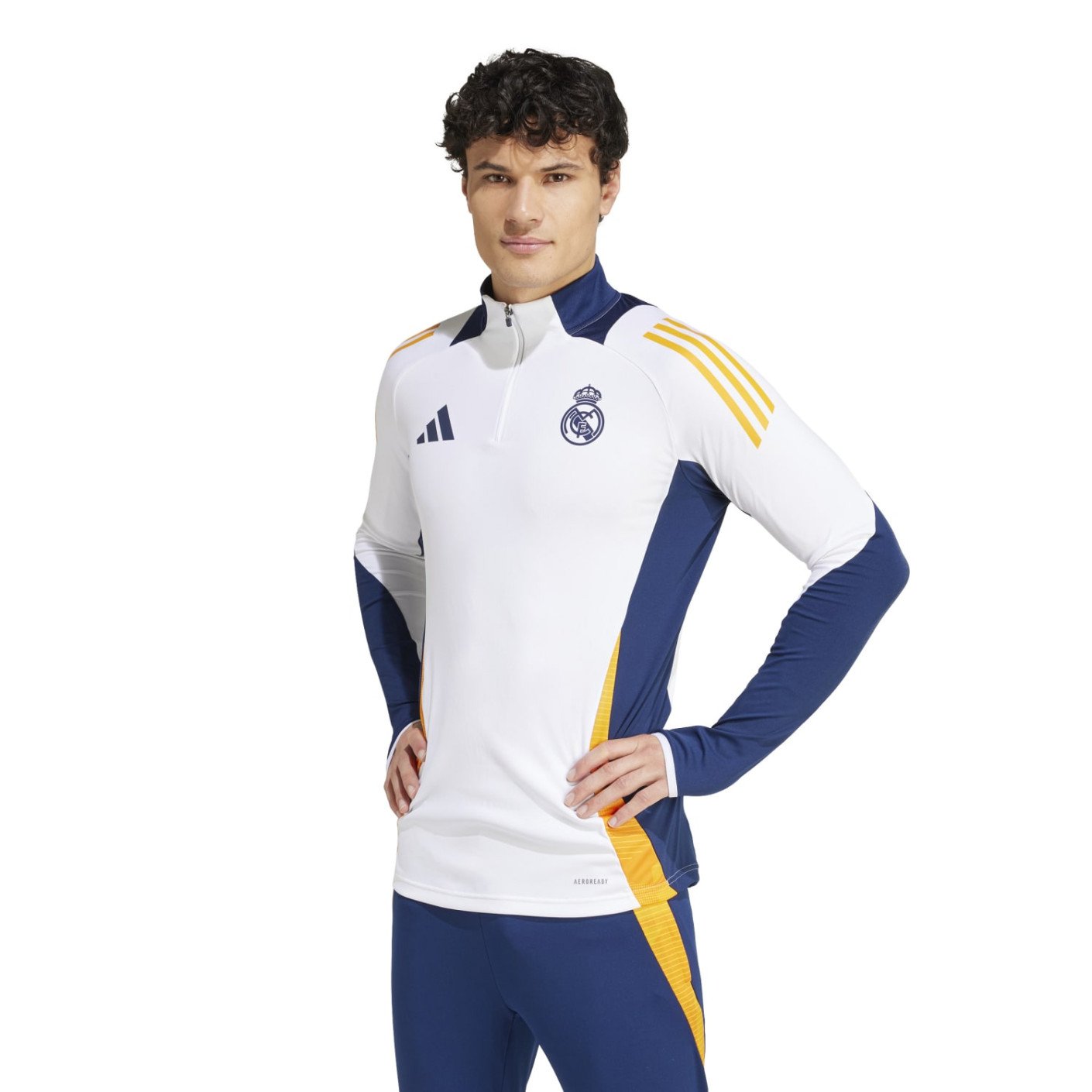 adidas Real Madrid Trainingspak 1/4-Zip 2024-2025 Wit Donkerblauw
