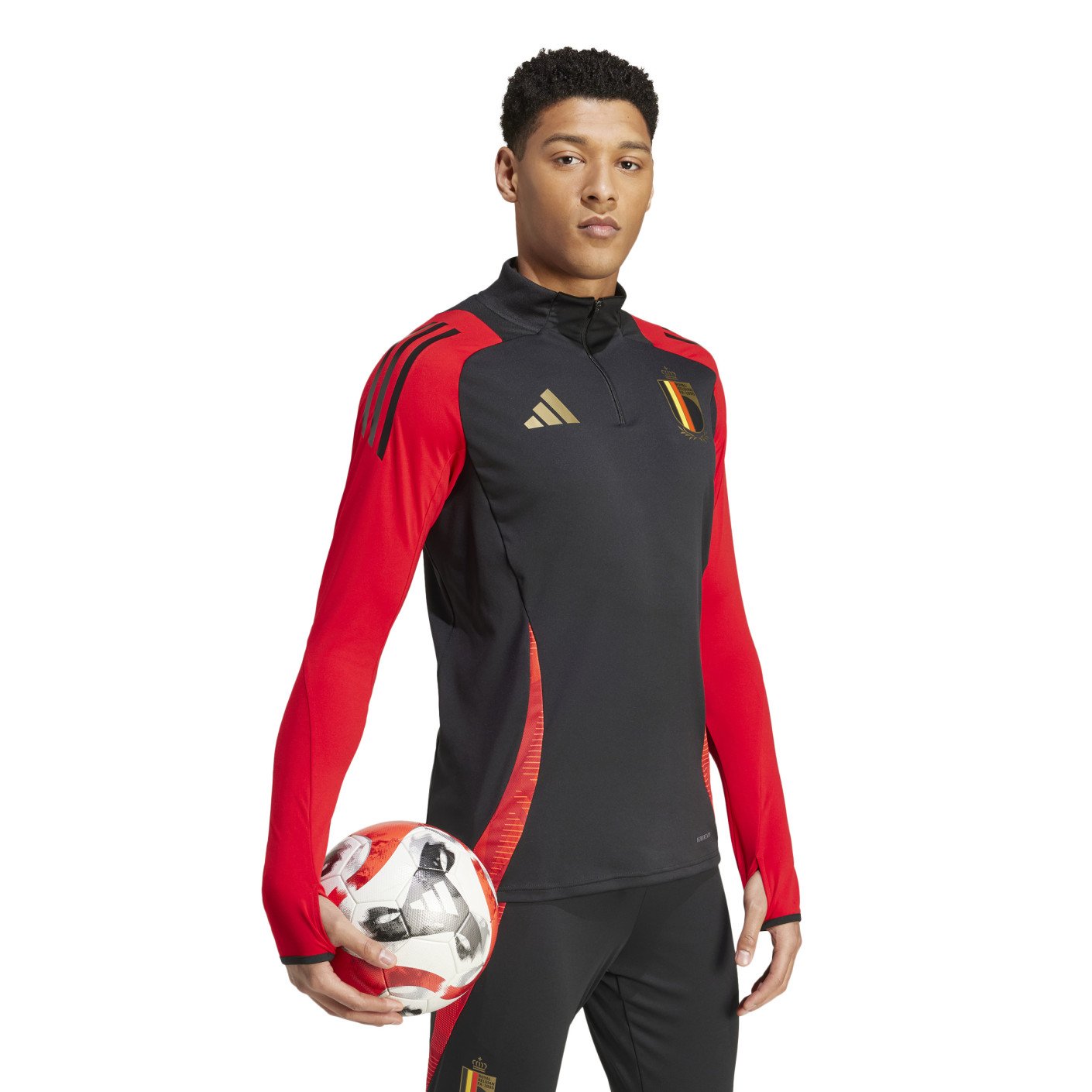 adidas België Trainingspak 1/4-Zip 2024-2026 Zwart Rood Goud
