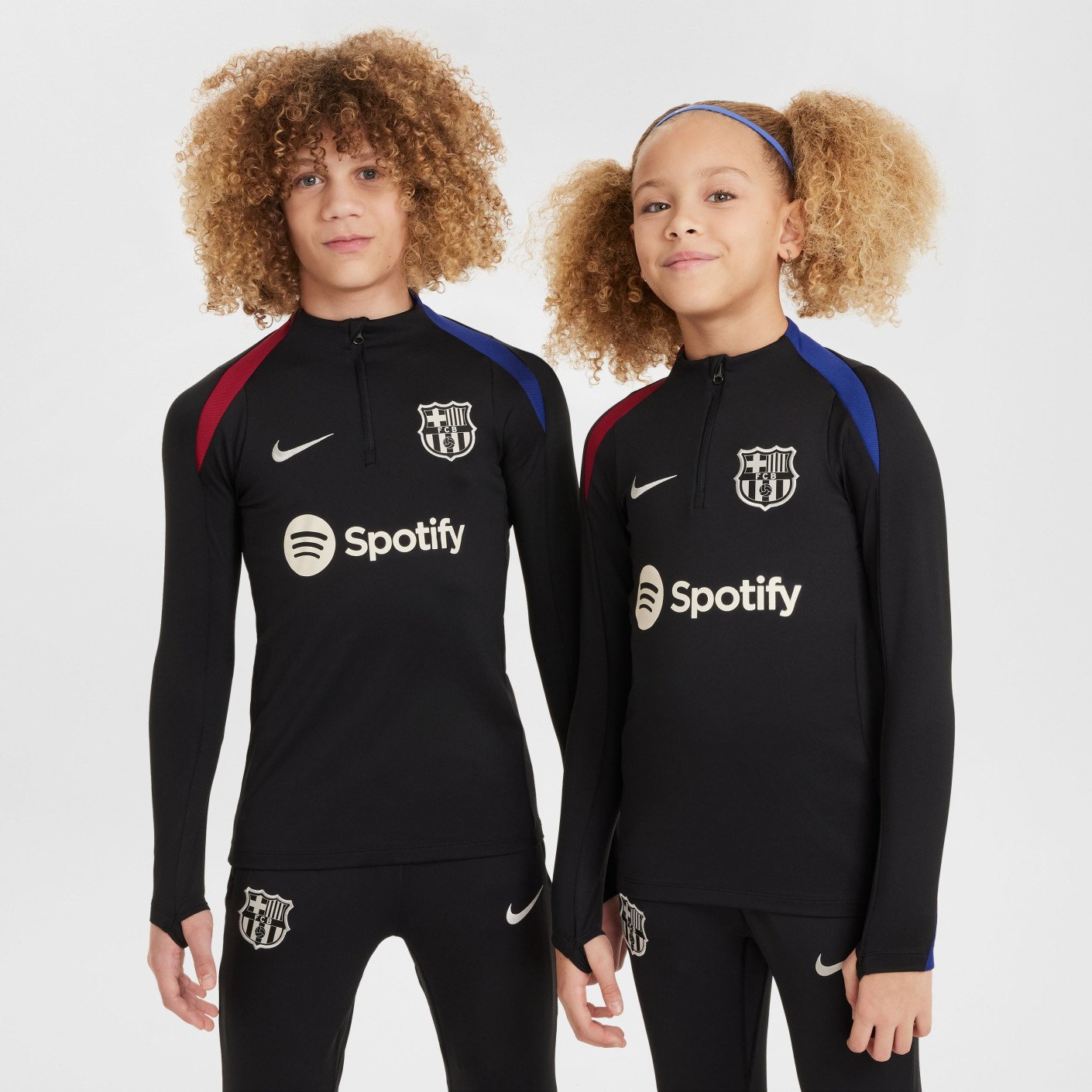 Nike FC Barcelona Strike Trainingspak 1/4-Zip 2024-2025 Kids Zwart Wit Rood Blauw