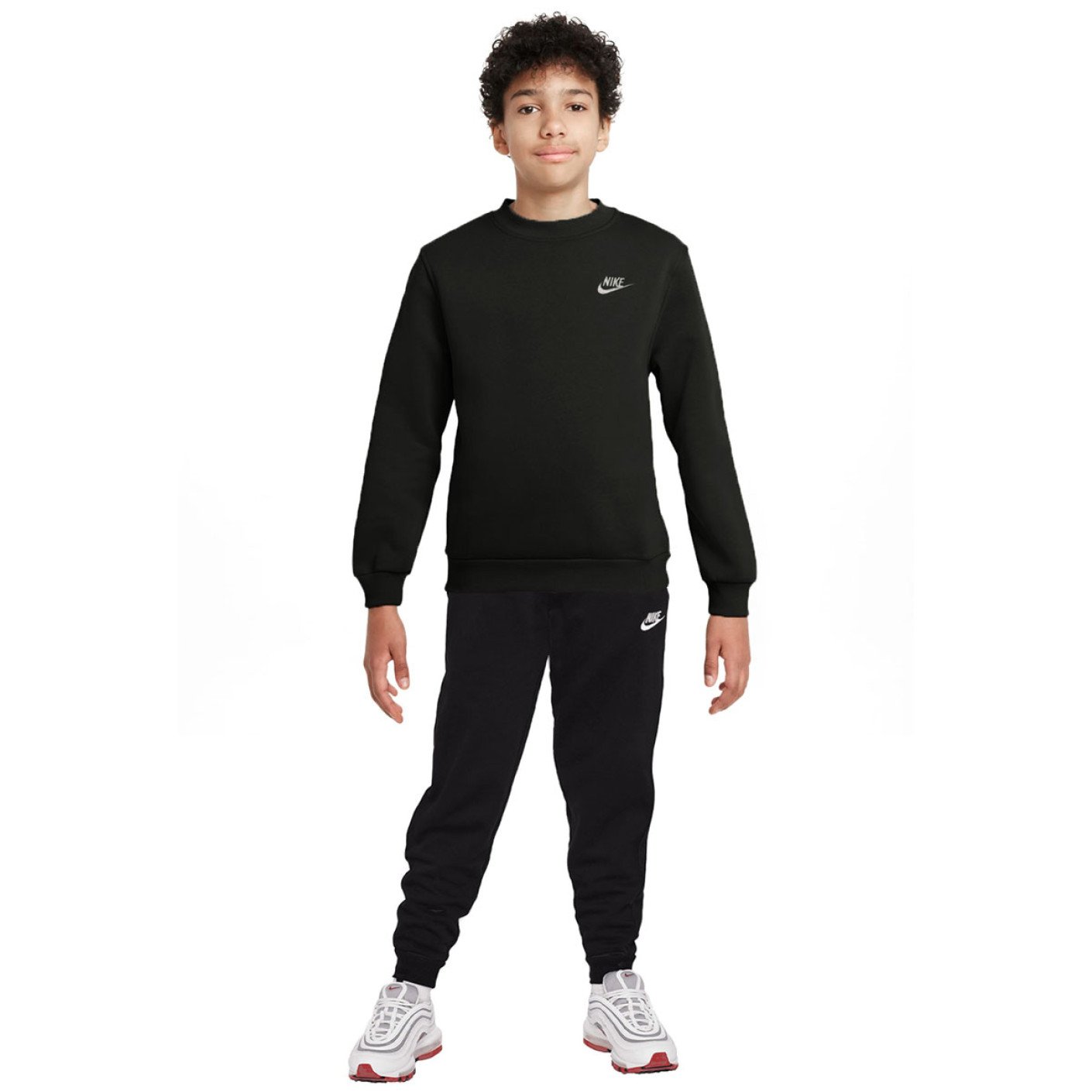 Nike Sportswear Club Fleece Crew Trainingspak Kids Zwart Wit