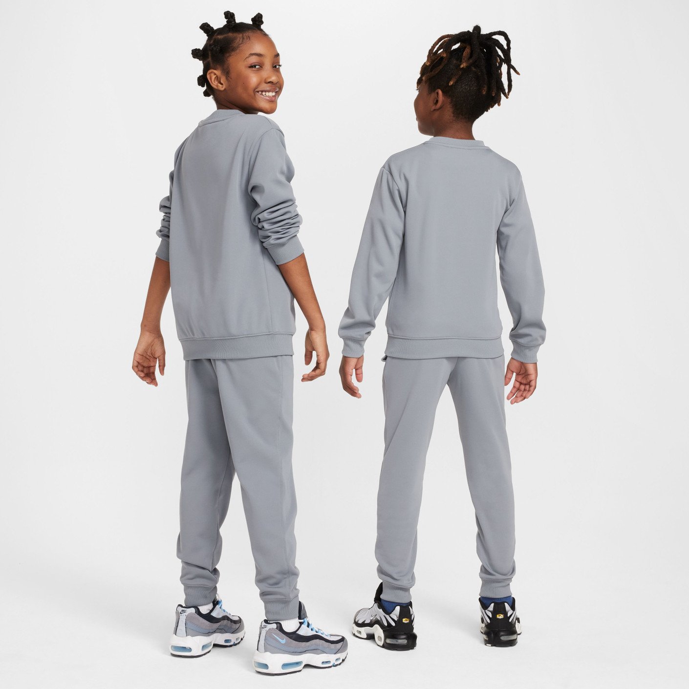 Nike Sportswear Big Logo Crew Trainingspak Kids Grijsblauw Wit Grijs